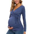 thumbnail image 4 of Glampunch Women'S Maternity Shirts Short & Long Sleeve Tie Front Wrap Maternity Tops, 4 of 4
