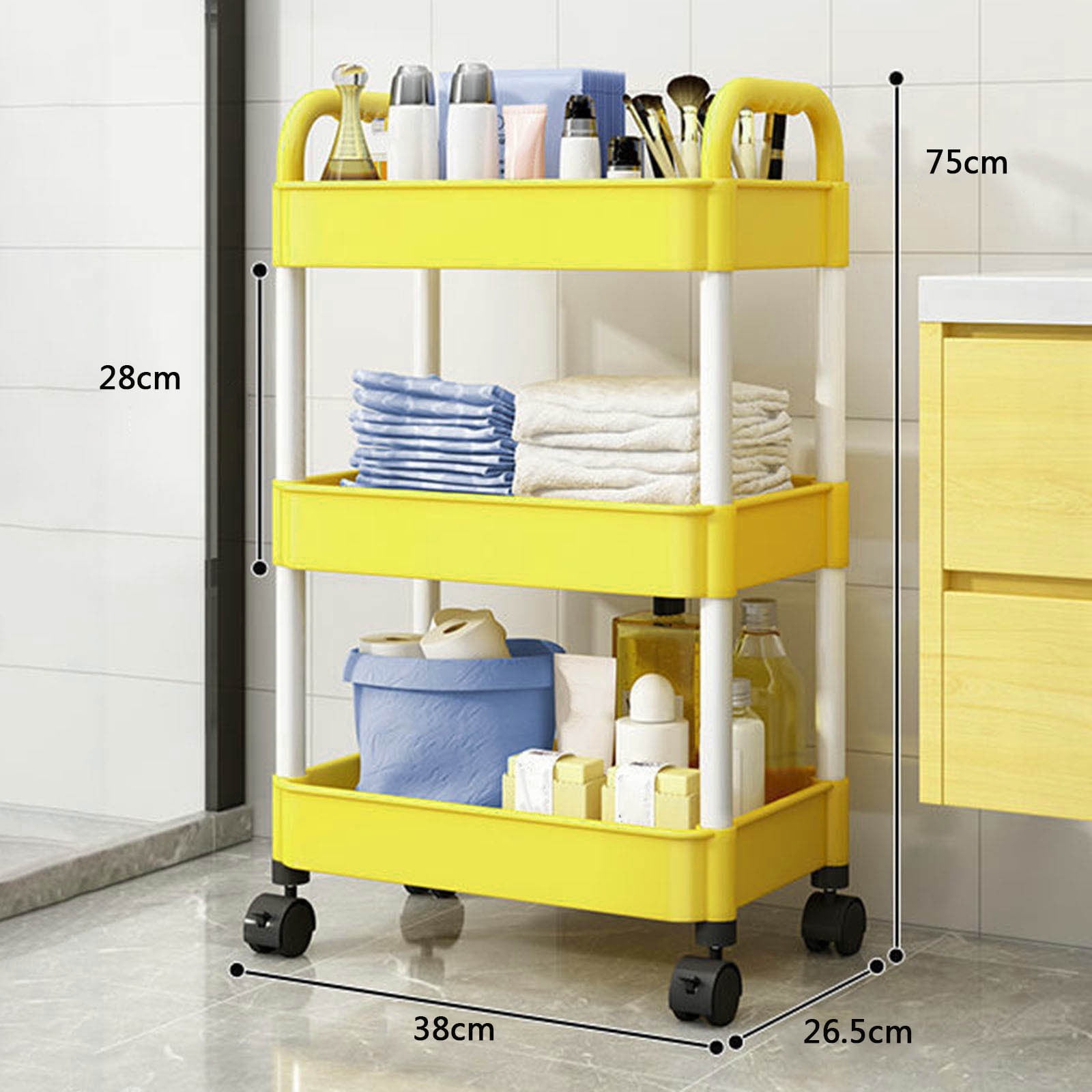CVLNCYCLING Shower Caddy Shower Organizer Bathroom Shower Shelves,Corner Shower Caddy,3-Tier Rolling Storage Cart with Wheels for Bathroom,Kitchen,Countertop