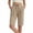 Khaki, variant on KIHOUT Women's Solid Color Knee-Length Casual Yoga Shorts Elastic Drawstring Waist Side Pockets Plus Size Athletic Lounge Shorts