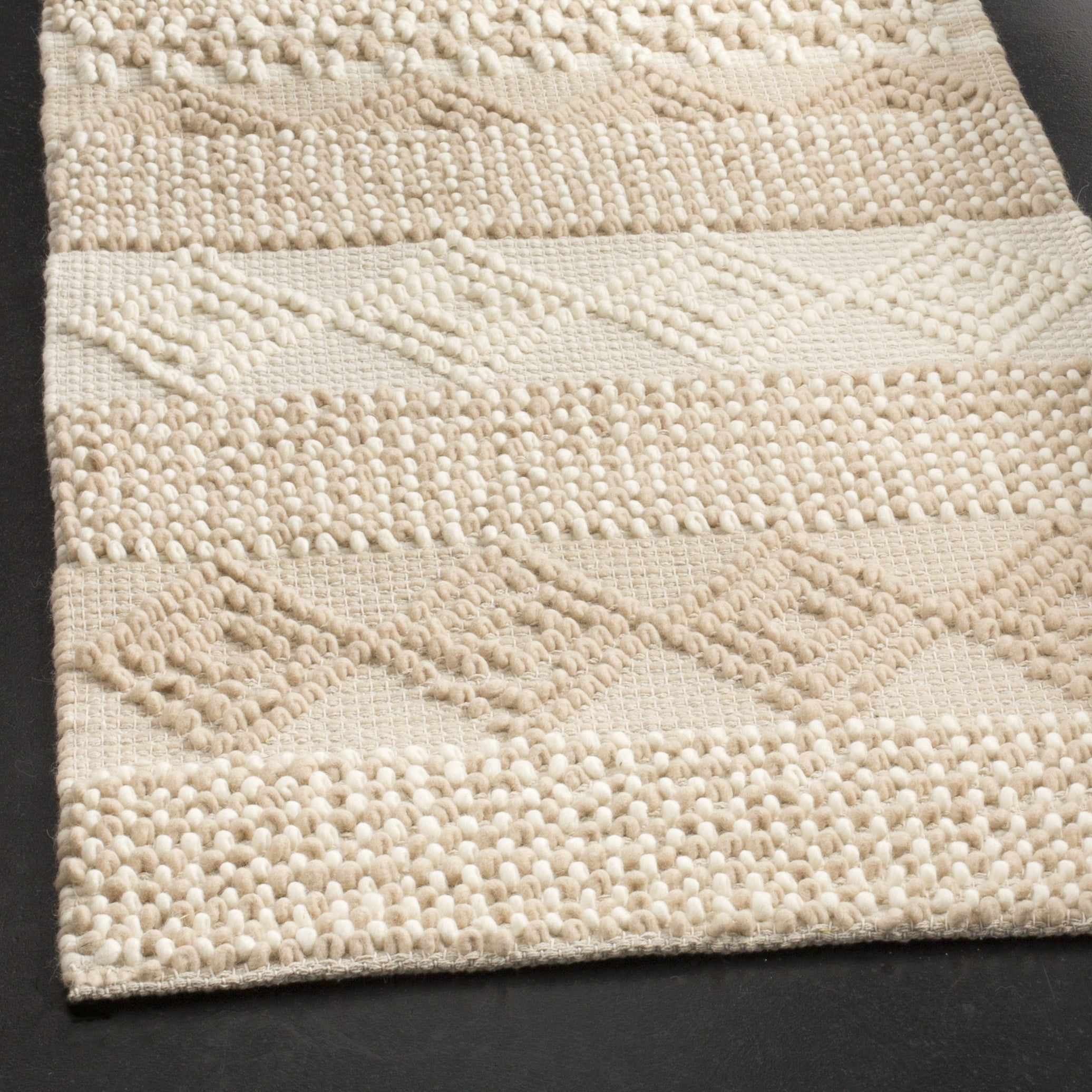 SAFAVIEH Natura Carly Geometric Braided Wool Runner Rug, Beige/Ivory, 2'3" x 12'