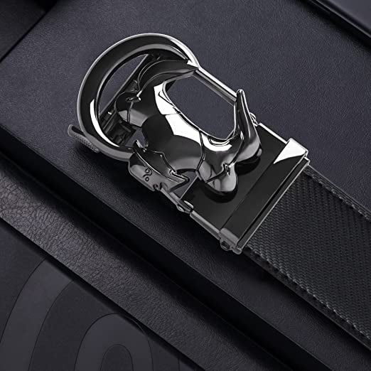 Carbon Black Leather Ratchet Belt & Buckle Set - Tough Apparel
