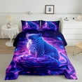 thumbnail image 6 of Leopard Comforter Set 7 Piece Bed in a Bag Twin,Purple Flower Butterfly Bedding Sets Cheetah Print Jungle Big Cat Fitted Sheet,Woodland Animals Sheet Set with Comforter, 6 of 6