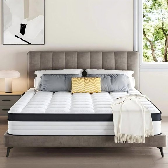 10 Inch Full Mattress , Hybrid Memory Foam Mattress in a Box with Pocket Spring for Pressure Relief & Comfort Sleep, CertiPUR-US, 100 Nights Trial