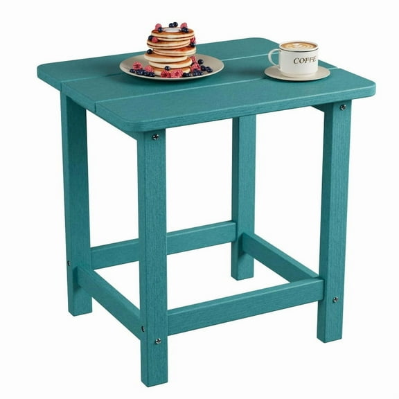 Towallmark Square HDPE Outdoor Side Table, Durable Adirondack Patio End Table, Weather Resistant & Easy To Assemble, For Beach Porch(Blue)