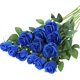 thumbnail image 1 of 12 piezas de flores artificiales de terciopelo rosa, tallo largo falso, ramo de rosas artificiales, decoración de boda (azul) Rojo Verde Cocina, Decoración y Otros, 1 of 5