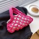 thumbnail image 1 of Bolsa A Cuestas Nuevo Bolso de paja de hilo de algodón Lindo para mujeres / niñas Mini Bolso con asa superior (rosa), 1 of 8