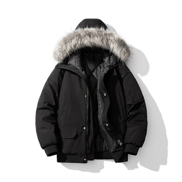 TIMIFIS Men's Puffer Jacket Warm Fall Winter Fuzzy Hooded Zipper Windbreaker Solid Color Fashion Stylish Casual Coat Hiking Outwear Jackets