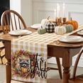 thumbnail image 4 of Fall Table Runner Thanksgiving Maple Leaves Raccoon Table Runners Orange PlaidI T's Fall Y'all Cotton Linen Dresser Scarf Kitchen Dining Table Decor for Fall Holiday Party Decor 13x90 Inch, 4 of 9