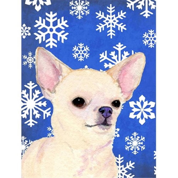 11 x 15 In. Chihuahua Winter Snowflakes Holiday Flag, Garden Size