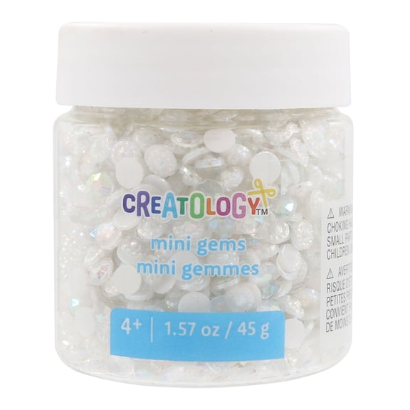 Creatology White Crystal Diamond Mini Gems - Sparkly Polystyrene Gem Embellishments for Crafts, Slime & DIY Projects, 24 Pack