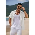 thumbnail image 6 of COOFANDY Men's Linen Beach Casual Shirts Button Down Short Sleeve Shirt Summer Wedding Shirt Slim Fit Shirts, 6 of 8