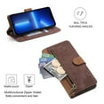 thumbnail image 6 of Nalacover Wallet Case for Google Pixel 7 Pro, [RFID Blocking] [Card Slots Holder] [Zipper Pocket] PU Leather Flip Folio Cover with Kickstand Magnetic Clasp Wrist Strap Case Men Women,Brown, 6 of 7