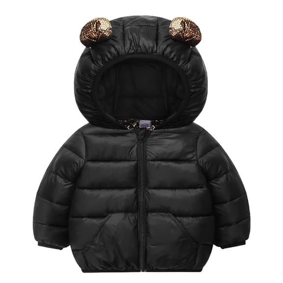 Toddler Winter Coats Puffer Padded Jacket Baby Boys Girls Bear Hoods Down Jacket Light Weight Infant Outerwear 1-6 Years