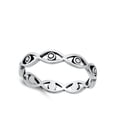 thumbnail image 4 of Repeating Eye Cutout Halo Ring .925 Sterling Silver Band Jewelry Female Male Unisex Size 7, 4 of 4