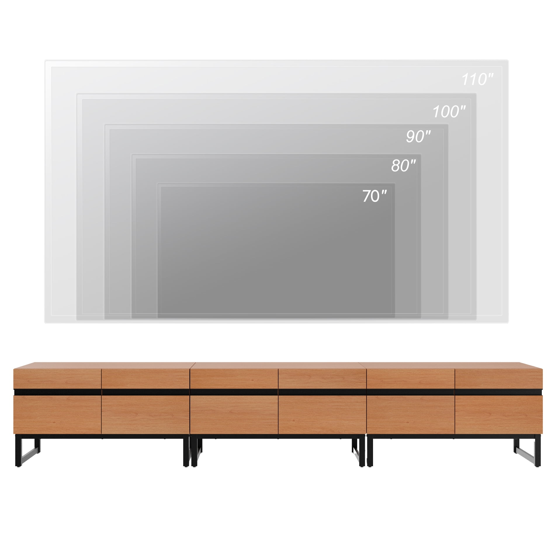 Modern TV Stand for TVs up to 110 inch, 3 in 1 Entertainment Center TV Console with Storage Cabinets and Metal Base,Media Console for Living Room