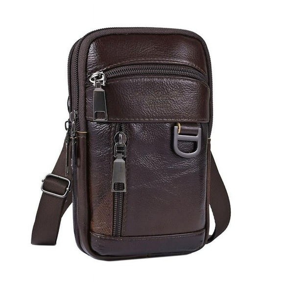 Mens Leather Cell Phone Holster Belt Cellphone Pouch Purse Waist Bag Zipper Storage Phone Bags for Work