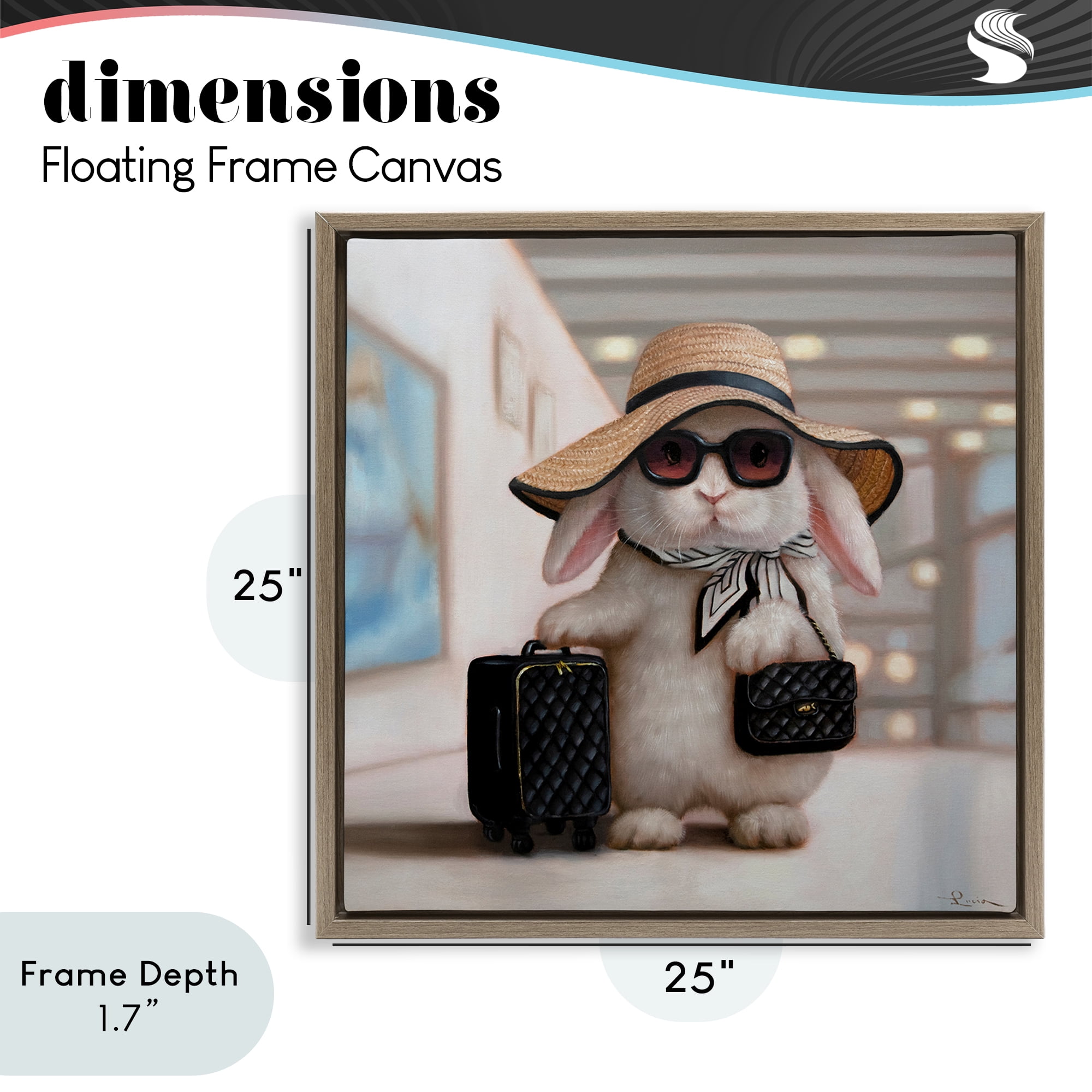 Stupell Industries Bun Voyage Traveling Rabbit Brown Framed Floater Canvas Wall Art, design by Lucia Heffernan