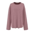 thumbnail image 4 of Womens tshirts long sleeve striped pattern crewneck tee shirts loose fit stylish casual dressy casual business blouse tops, 4 of 4