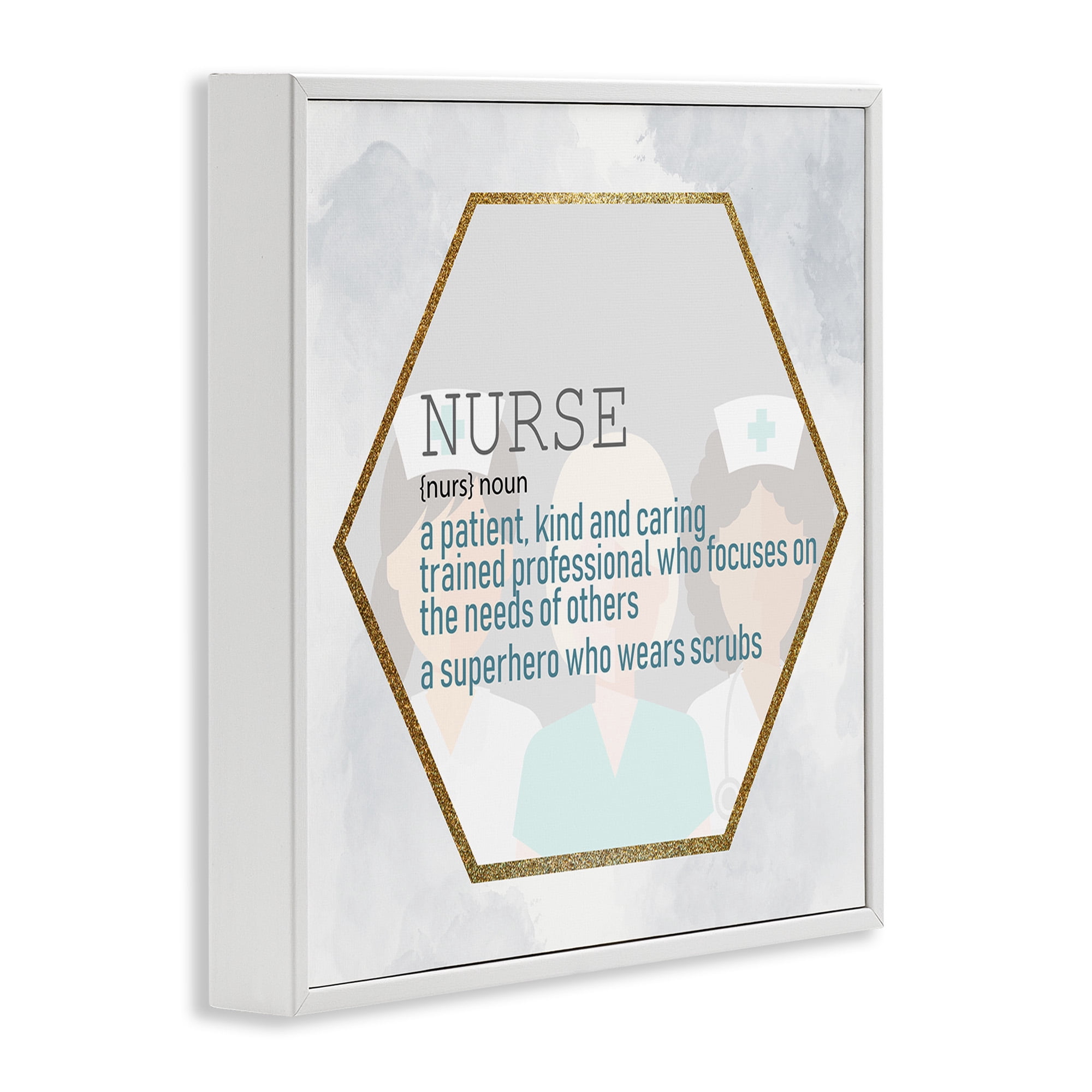Stupell Industries Nurse Professional Definition Typography Painting White Framed Art Print Wall Art, 24 x 24