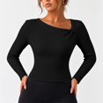 thumbnail image 3 of Womens Fall Long Sleeve Tops Asymmetrical Y2K Slim Fit Cropped Pullover Casual Basic Ribbed Knit Tops Going Out Fall Winter Outfits, 3 of 5