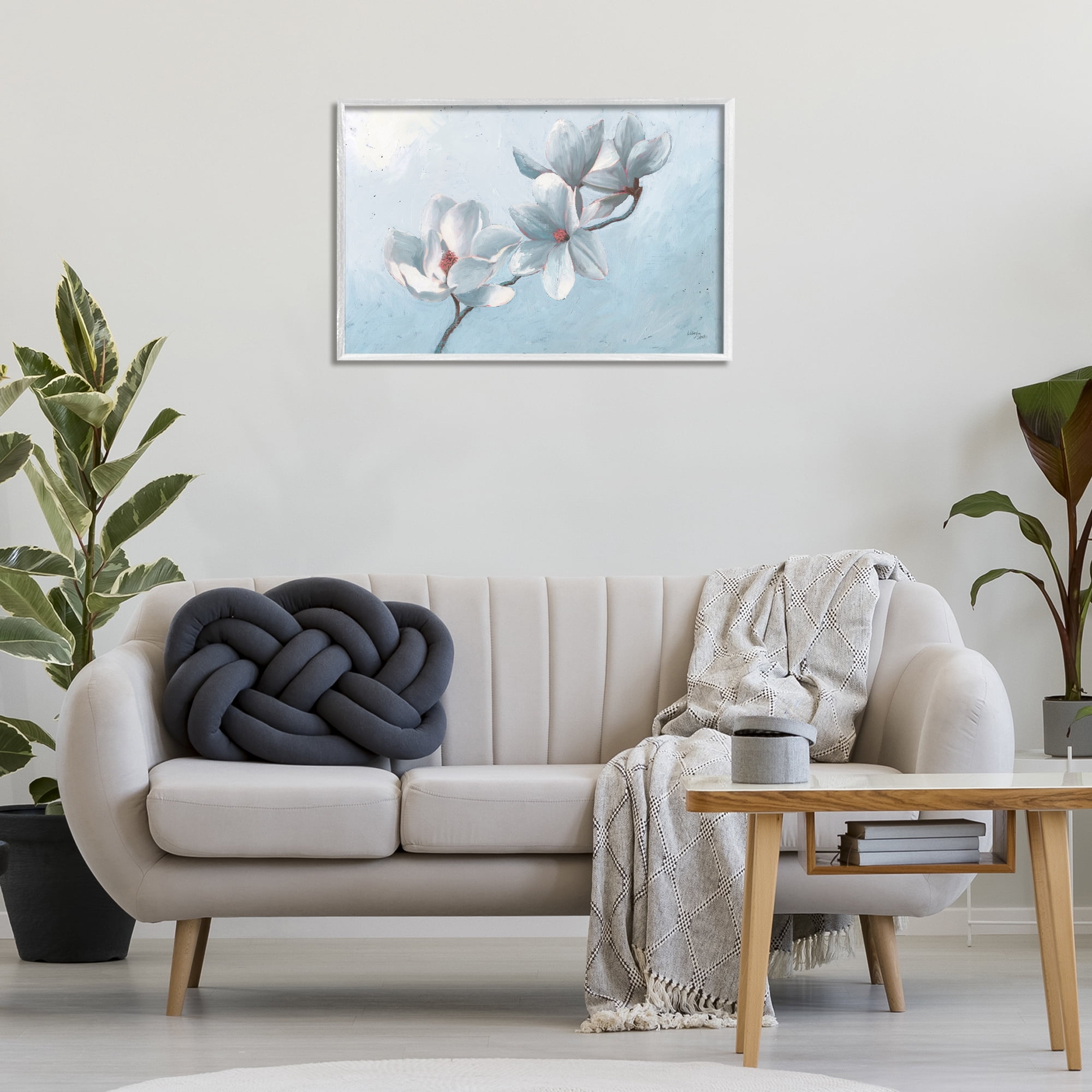 Stupell Industries Budding Magnolia Blooms Botanical & Floral Painting White Framed Art Print Wall Art, 30 x 20