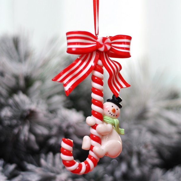 Artículos Navideños: Muñeco De Nieve De Cerámica Blanda, Bastón Pequeño, Pan De Arcilla, Adornos Colgantes, Adornos Para El Árbol De Navidad, Artículos Decorativos