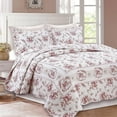 thumbnail image 3 of Ensemble de Douillette Grand Lit 3 Pcs Ensemble de Literie Doux pour une Excellente Nuit de Sommeil Rose Jardin de Roses Floral Couvre-Lit Réversible Couvre-Lit, 3 of 3