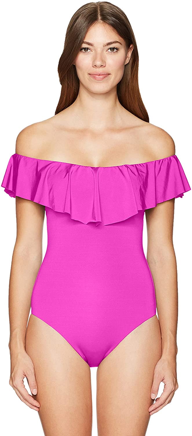 pink ruffle one piece swimsuit