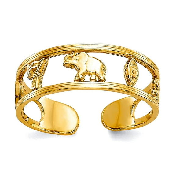 5mm 10k Solid Yellow Gold Polished Luck toe ring toe ring for Women - .9 Grams