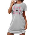 thumbnail image 4 of Sakmal Chemises de Nuit Grises pour Femmes Extensibles Ultra Douces de Noël Grande Taille Robe de Pyjama de Sommeil Col Rond Manches Courtes Courtes Imprimé d'Arbres de Noël Chemises de Nuit P-2TG, 4 of 4