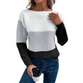 thumbnail image 2 of Women's Fashion Long Sleeve Color-Blocking Pullover Knitted Sweater, Modern and Warm, Perfect for Urban Style and Winter Activities,Gray,S, 2 of 5