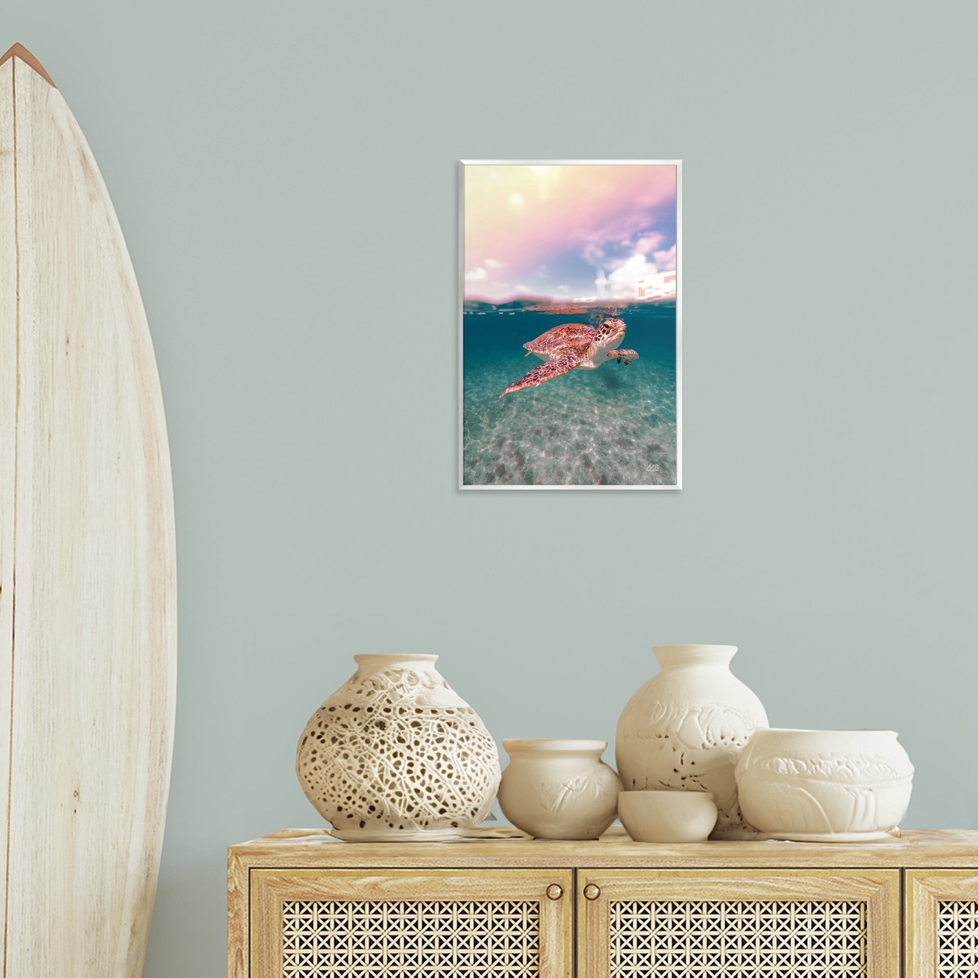 Stupell Industries Above & Below Sea Turtle Animals Photography Unframed Art Print Wall Art, 13 x 19