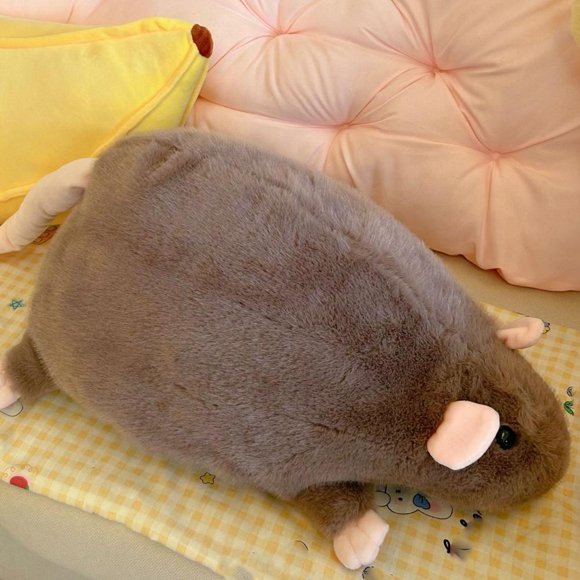 SharkTRUE Bantal Mewah Tikus, Sokongan Emosi, Hadiah Kebaharuan Unik, Untuk Pencinta Haiwan, Sangat Lembut, Kelabu dan Biru,