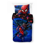 طقم لحاف ووسادة قابلين للعكس باللون الأزرق من Spiderman Techno City Kids مكون من قطعتين، مزدوج/كامل