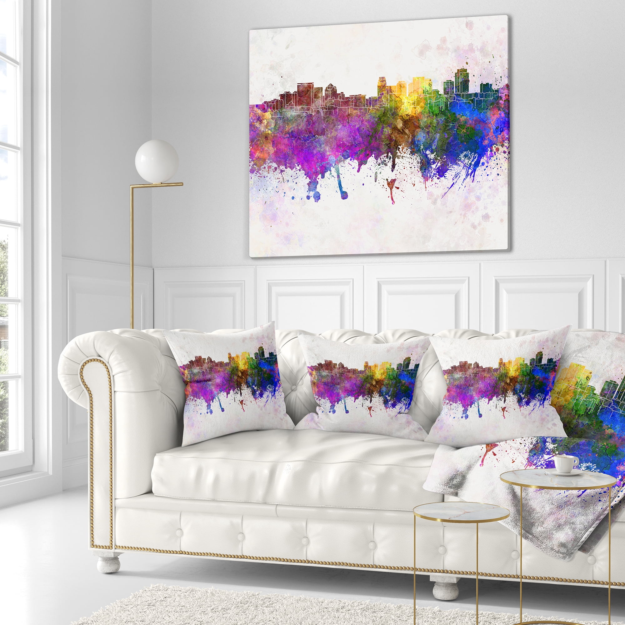 Designart Salt Lake City Skyline - Cityscape Throw Pillow - 18x18