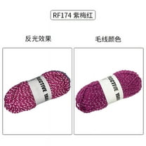 ERDOUY 2pcs Reflective Yarn,Sparkle Yarn,Silver Yarn,for Crafts Glow in The Dark Yarn for Crochet for Reflective High Visibility Warm Winter Loop Reflective Hat，100g，110 Yards，Purple Rose Red