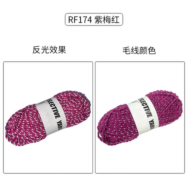 Nvzi piezas de hilo reflectante, hilo brillante, hilo plateado, para manualidades, hilo que brilla en la oscuridad para crochet, 100 g, 110 yardas, morado, rosa y rojo