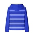 thumbnail image 4 of QATAINLAV Stripe Hooded Sweatshirts Womens Long Sleeve Hoodies Casual Waffle Knit Pullover Tops Outdoor Sweat Shirts with Pocket Best Sales Today Blue M, 4 of 7