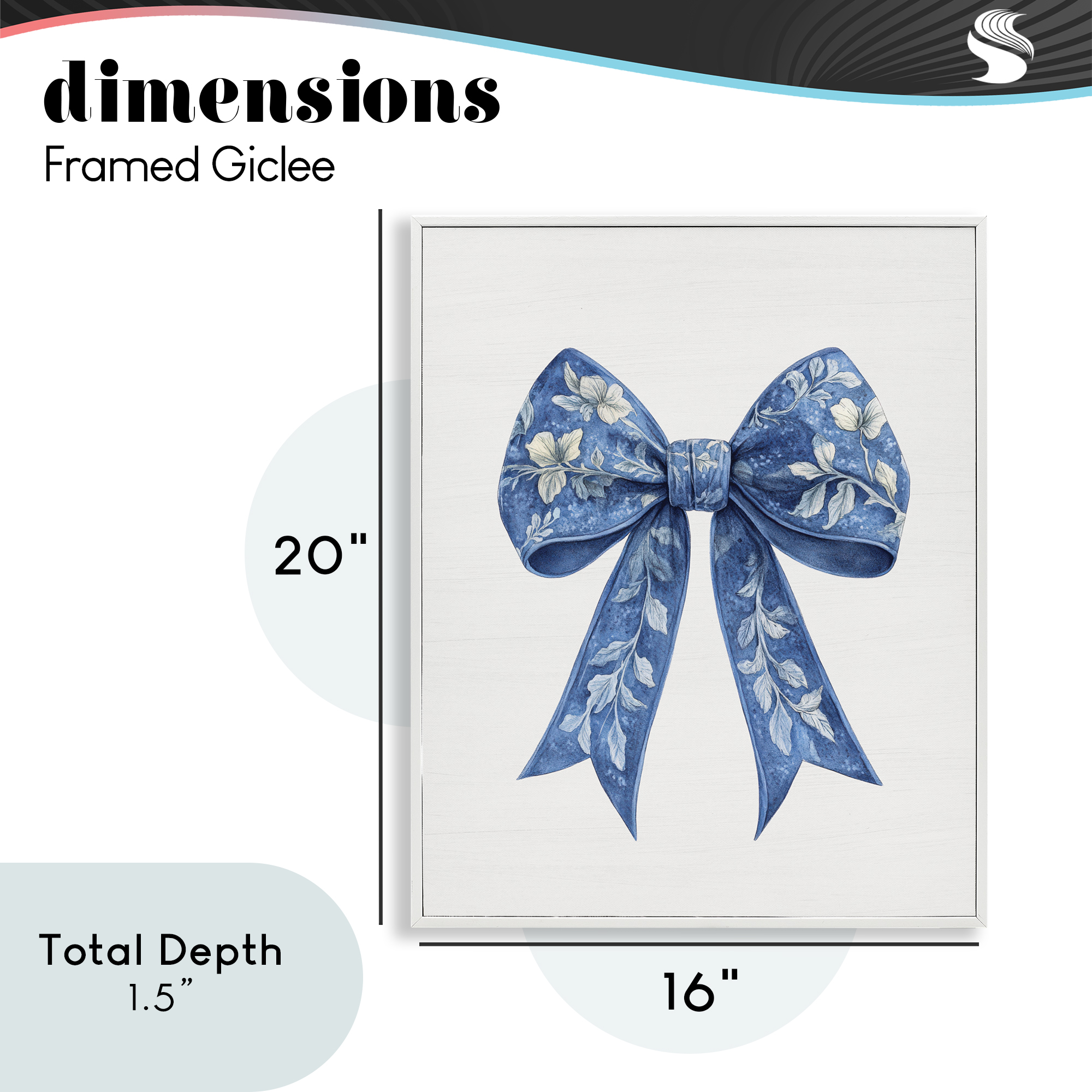 Intricate Florals Ribbon White Framed Giclee Art, design by Lettered and Lined