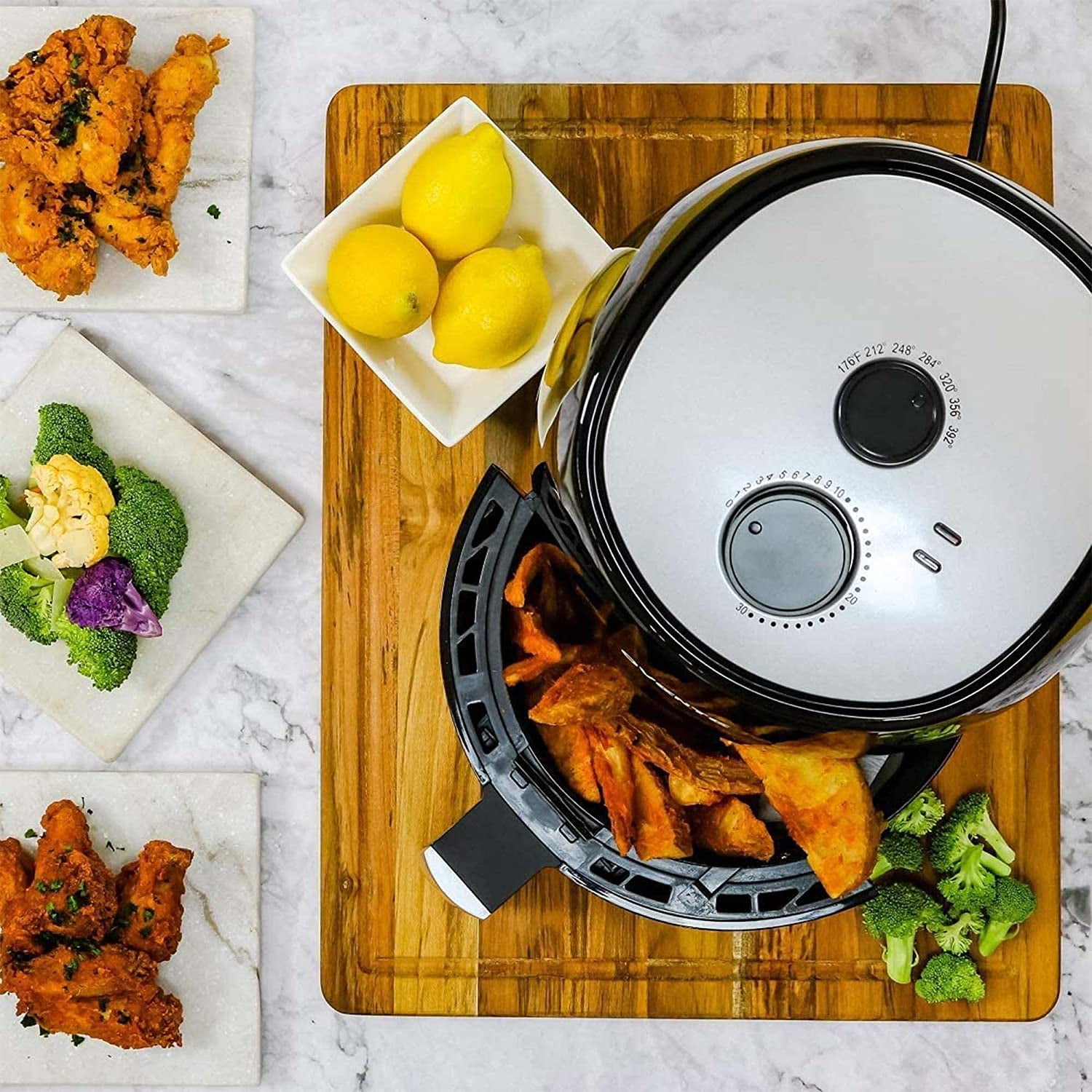 OVENTE Compact Air Fryer for Healthy and Oilless Cooking, 3.2 Qt Nonstick & Dishwasher Safe Basket, 1300W Electric Cooker w/ Adjustable Temperature Control, 30Min Timer & Auto Shutoff Black FAM11320B