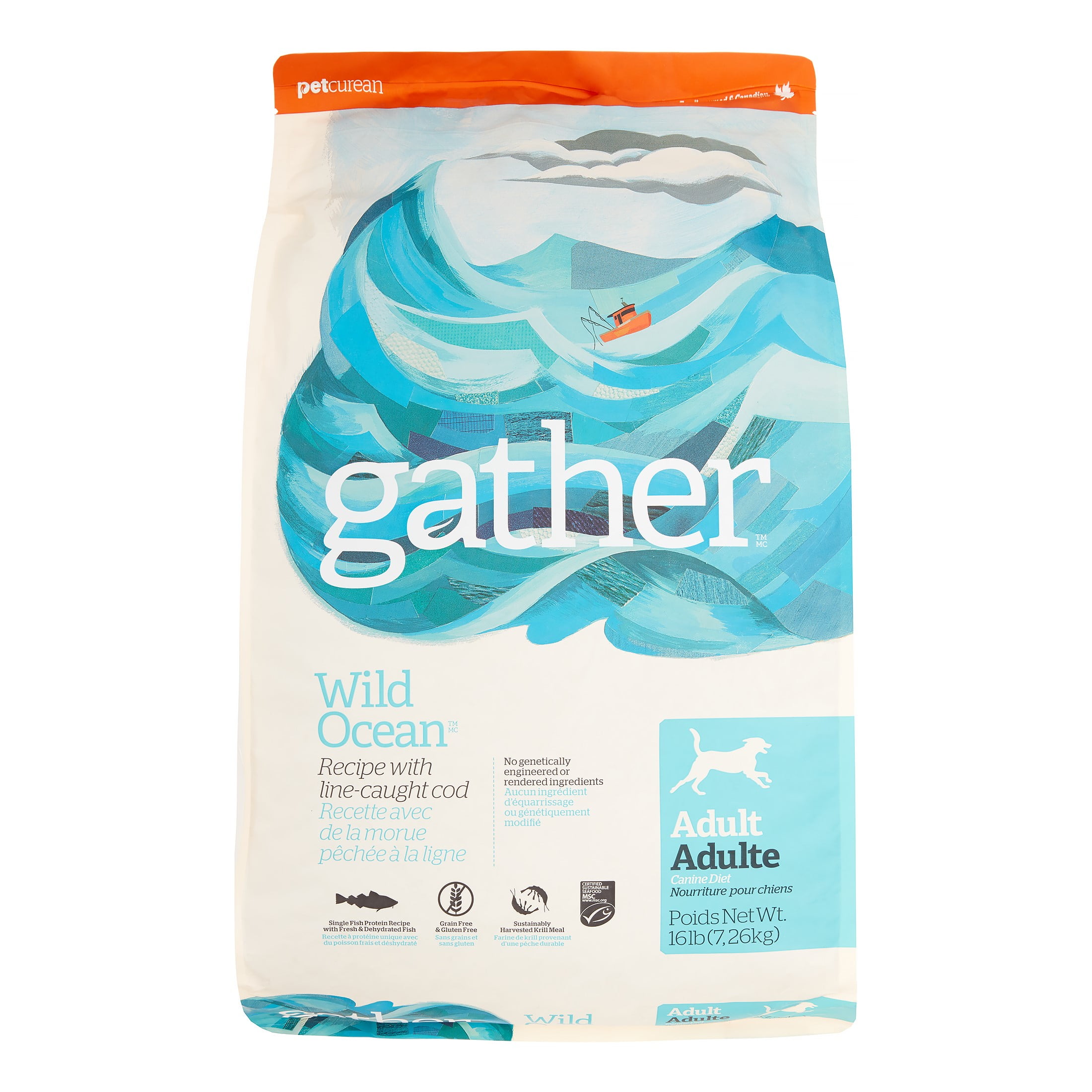 Petcurean Gather Wild Ocean LineCaught Cod Dry Dog Food, 16 lb.