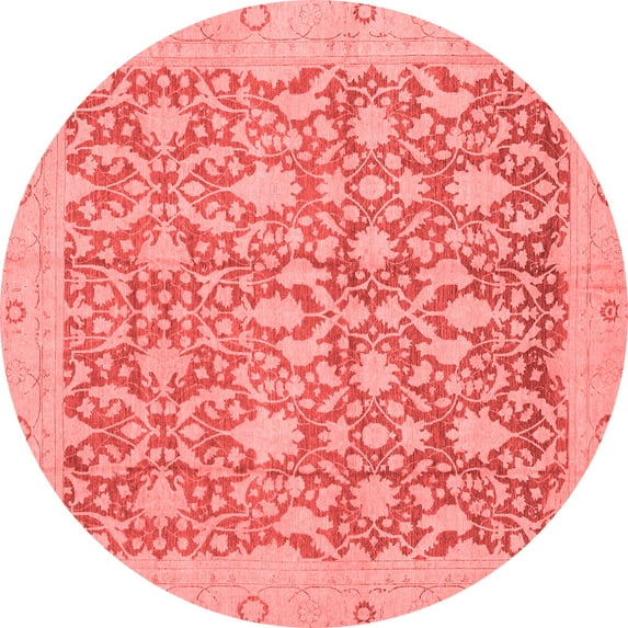 Ahgly Company Machine Washable Indoor Round Oriental Red Traditional Area Rugs, 7' Round