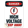 thumbnail image 1 of High Voltage Keep Away Sign, OSHA Danger Sign, (SI-3800) 10x7 Vinyl Sticker, 1 of 1