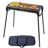 Portable Charcoal Grill Free Standing Kabob Barbecue Grill with Carry Bag Stainless Steel Outdoor BBQ Grill for Camping Garden Backyard Party Picnics, 28.74 * 14.57 * 32.28"