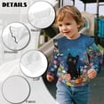thumbnail image 6 of Uorisanigo Girls Sweatshirt Ruffle Long Sleeve Pullover Sweater Tops Oversized Shirts Black Cat Floral Sweatshirt Casual T-Shirts for Fall Winter Spring Size 4-5, 6 of 7