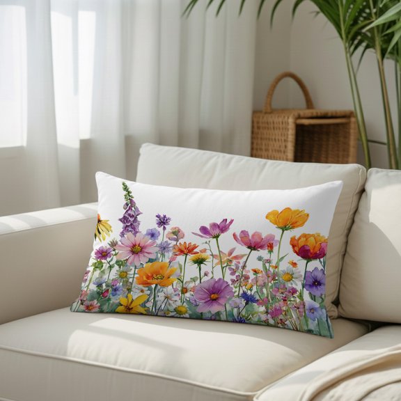 Rustic Watercolor Blossom Floral Throw Pillow Covers, Decorative Pillow Covers With Hidden Zipper Soft Brushed Microfiber Fabric, Spring Flower Garden Art Pillowcases for Couch Bed 16x24in