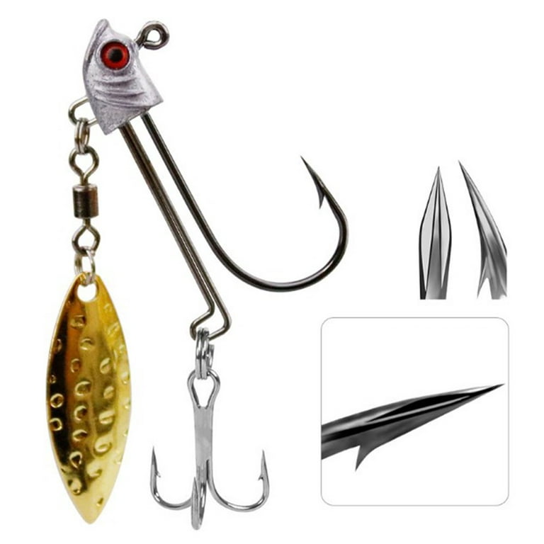 Lead head Jig Head Fishing Hook Lure Simulation Red Eye W/ Willow Leaf  Sequin 