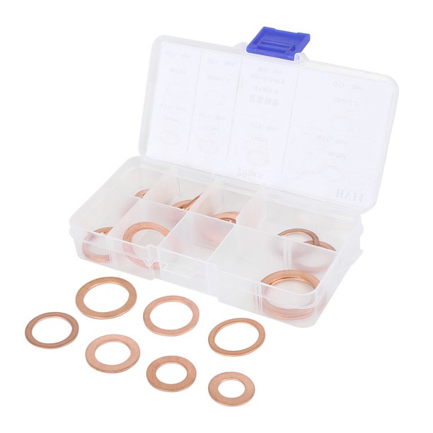 Oil Drain Bolt Plug Gasket Washers Assortment Kit 7 Sizes Copper Car