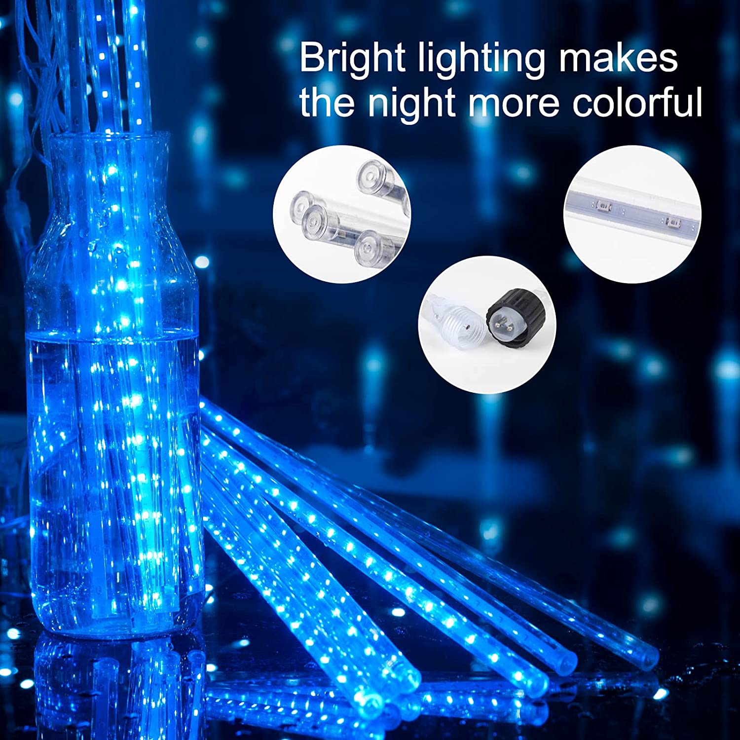 Happylost Meteor Shower Icicle String Lights Blue 288 LED photo 6