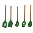 thumbnail image 1 of Utensilios de cocina de silicona con mango de madera de 5 piezas - mango de madera de acacia, 1 of 5